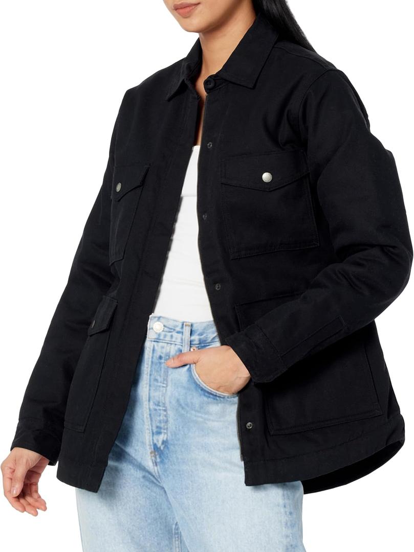 Dickies Womens Duck High Pile Fleece Lined Chore Coat (XX-Small, Black)