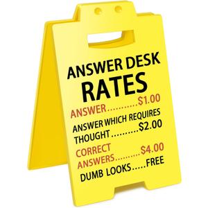 Funny Office Cubicle Decor Answer Desk Rates Desk Sign Team Office Gag Gifts for Coworker Teammate Employee Boss Manager