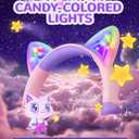 iClever Kids Bluetooth Headphones, Light Up Cat Ear,60H Playtime, USB C Fast Charging, Safe Volume 74/85dBA, Bluetooth 5.3,Toddler Headphones Wireless for iPad Tablets Travel,Meow Cookies-Peach Pink