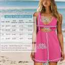 ReachMe Womens Cut Out Dresses Short Sleeveles Mini Dress Summer V Neck A Line Dresses Beach Vacation Dress (Pink, L)