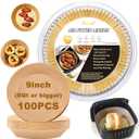 Ailun Air Fryer Paper Liners 9inch, 100PCS NonStick Parchment Paper,Oil Resistant,Disposable Food Grade Free of Bleach Paper Round for 510 QT Air Fryer Baking Roasting Microwave