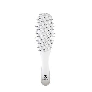 CALISTA Smoothie Brush | Vented Design & Flexible Bristles Work in Wet & Dry Hair | Ergonomic Handle Detangles Without Pulling | Pain-Free | All Hair Types (White)