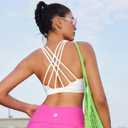 RUNNING GIRL Sports Bras for Women Medium Support, Criss-Cross Strappy Sports Bra Workout Yoga Bra with Removable Cups (XL, White)