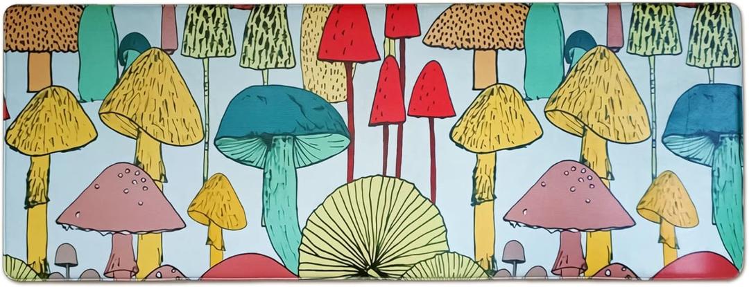 QGWJEKUI Mushroom Decor Kitchen Rugs Mats,Non-Slip Cushioned Anti-Fatigue Floor Mat,Heavy-Duty PVC Comfort Standing Mat Cute Washable Runner Rug for Home Decor,Kitchen Sink,Laundry,Bedroom
