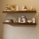 12x36 Inch Floating Shelves for Wall, Set of 2 Solid Real Wood Wall Shelves, Extra Long Heavy Duty Wall Mount Shelf for Living Room, Bedroom & Kitchen, Walnut Finish (36" W x 12" D)