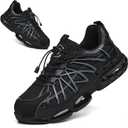 PJZHJ Steel Toe Shoes for Men Breathable Slip Resistant Tennis Shoes Lightweight Puncture Proof Work Safety Sneakers 43 Black
