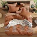 Monbix King Size Comforter Set, Autumn Leaf King Bedding Set Reversible, King Comforter Set 7 Pieces, Cationic Dyeing Bed in a Bag with Comforter, Sheets, Pillowcases & Shams