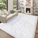 Dssimo Super Fluffy Area Rug for Bedroom, Modern Shag White Area Rugs, Soft Plush Small Carpet for Kids,Girls Boys and Teens Decorations for Living Room Dorm Nursery Classroom, 5x7 Feet