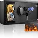 Biometric Home Safe Box-(0.78-2.04 cu. ft.) Quick Access Fingerprint Safe Lock, Backlit Keypad and LED Light, Small Caja Fuerte with Anti-Rust and Anti-Theft (1.09 Cubic Feet+ Fireproof Bag)