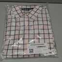 Amazon Essentials Men's Long-Sleeve Stretch Poplin Shirt (Pink White Buffalo Plaid, Small)