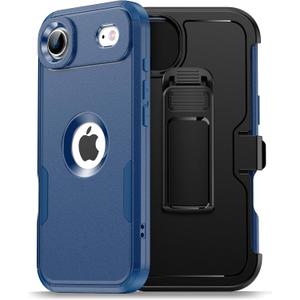 for iPhone Air Magnetic Case with Blet Clip Hoslter,Compatible with Magsafe,2X Screen Protector,Heavy Duty Protection,Rugged & Durable Phone Cover for iPhone Air Case,Blue