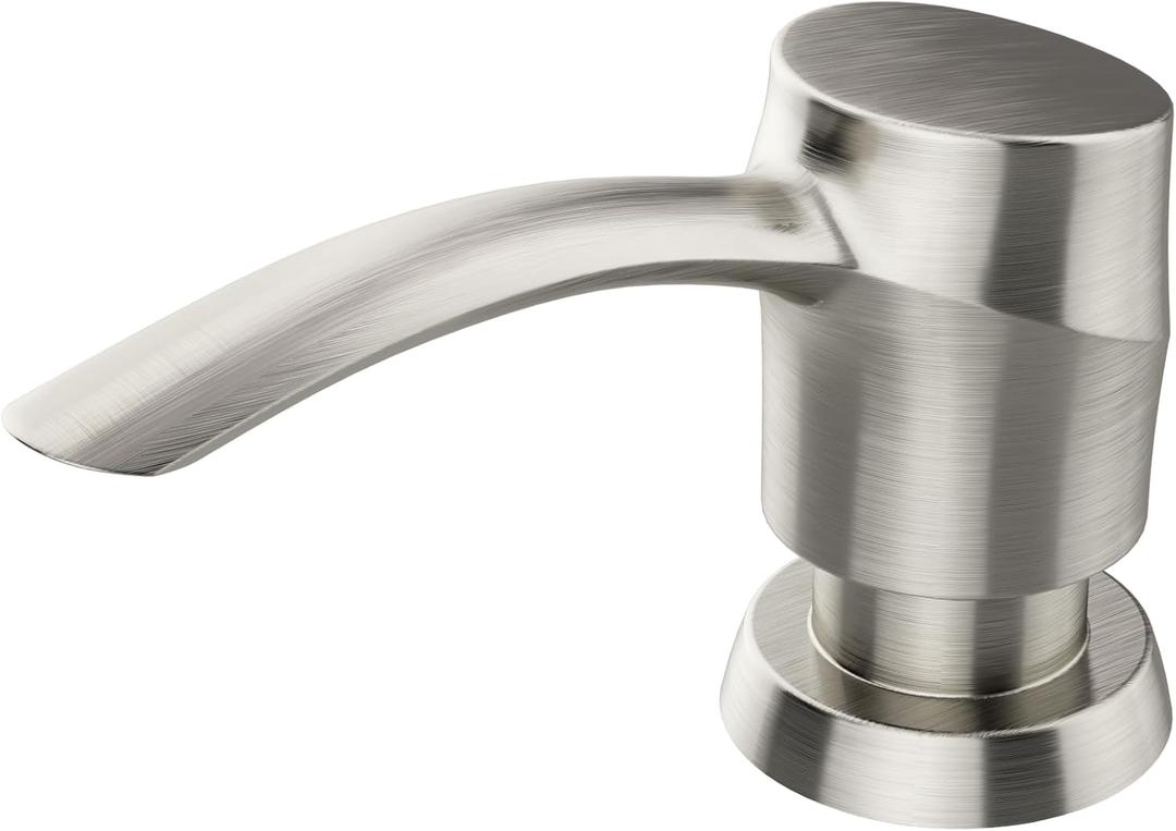 SAMODRA Kitchen Sink Soap Dispenser, Lotion Dispenser,ABS Dispenser Built-in Pump Brushed Nickel Head with 11 oz PET Bottle, Refill from Top