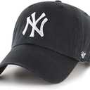 47 Brand MLB Black White Primary Logo Clean Up Adjustable Baseball Cap Hat, Adult One Size Fits All