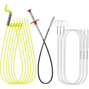 35.5inch Drain Clog Remover Tool(1pcs), 35inch Drain Snake Hair Remover(6pcs) 59inch Cleaning Brush(3pcs), Sink Plunger, Sink Drain Cleaner Set For Toilet, Kitchen Sink, Bathroom Tub, 10 Pack
