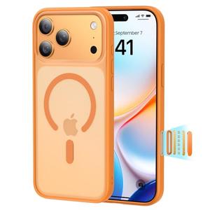 Peerock Magnetic Shockproof for iPhone 17 Pro Max Case,[Fit for MagSafe] [Military-Grade Drop Tested] Magnetic Translucent Matte Back Bumper 17 Pro Max Case Anti-Fingerprint Anti-Scratch 6.9", Orange