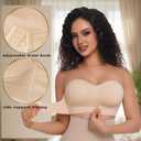 PRETTYWELL Strapless Bra Push Up Bandeau Bras for Women Front Hook Tube Top Bra Non-Slip Seamless Padded Wireless Invisible (Beige, S)