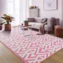 OHWPEAT Shaggy Area Rugs Cozy Soft Memory Foam Carpets, 3x5 FT Fluffy Rug for Living Room Bedroom Kids Room Nursery Home Decor, Washable Rugs, Non-Slip Backing Pink White Boys Girls Kids Rug