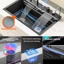 Dual Waterfall Kitchen Sink Modern Kitchen Sink Single Bowl Digital Smart Sink with Soap Dispenser Stainless Steel Sink with Pull-Out Faucet Workstation Sink with Honeycomb(29.5x18.1in), 29.5 x 18.1 x 8.66 Inch