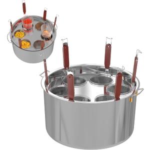 Large Pasta Cooker with Strainer,53.22 Qt. Commercial Pasta Pot,Stainless Steel Pasta Cooker Insert Set with Strainer Basket,Multipots Cooking Tool for Commercial Restaurant,6 Holes (52.8 Quarts)