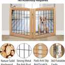 LZRS 2-Panel Freestanding Foldable Wood Dog Gate Solid Wood & Steel Wire, Chew-Resistant Pet Barrier for Indoor Use, Ideal for Small to Medium Dogs, Natural