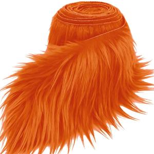 Orange 4x60Inch Faux Fur Shaggy Plush Faux Fur, Fabric Precut Strips Fluffy Fuzzy Faux Fur, Craft Beard Hair, Beard Miniature Dolls Rugs Mats Gift, Winter Halloween Christmas Costume Party Decor