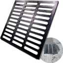 Cast Iron Drain Grate, 24x24 Outdoor Drain Cover, B Class Replacement Sewer Grate, Durable Heavy Duty Channel Grate, Black Square Drainage Grate for Driveway, Concrete, Yard, Garage
