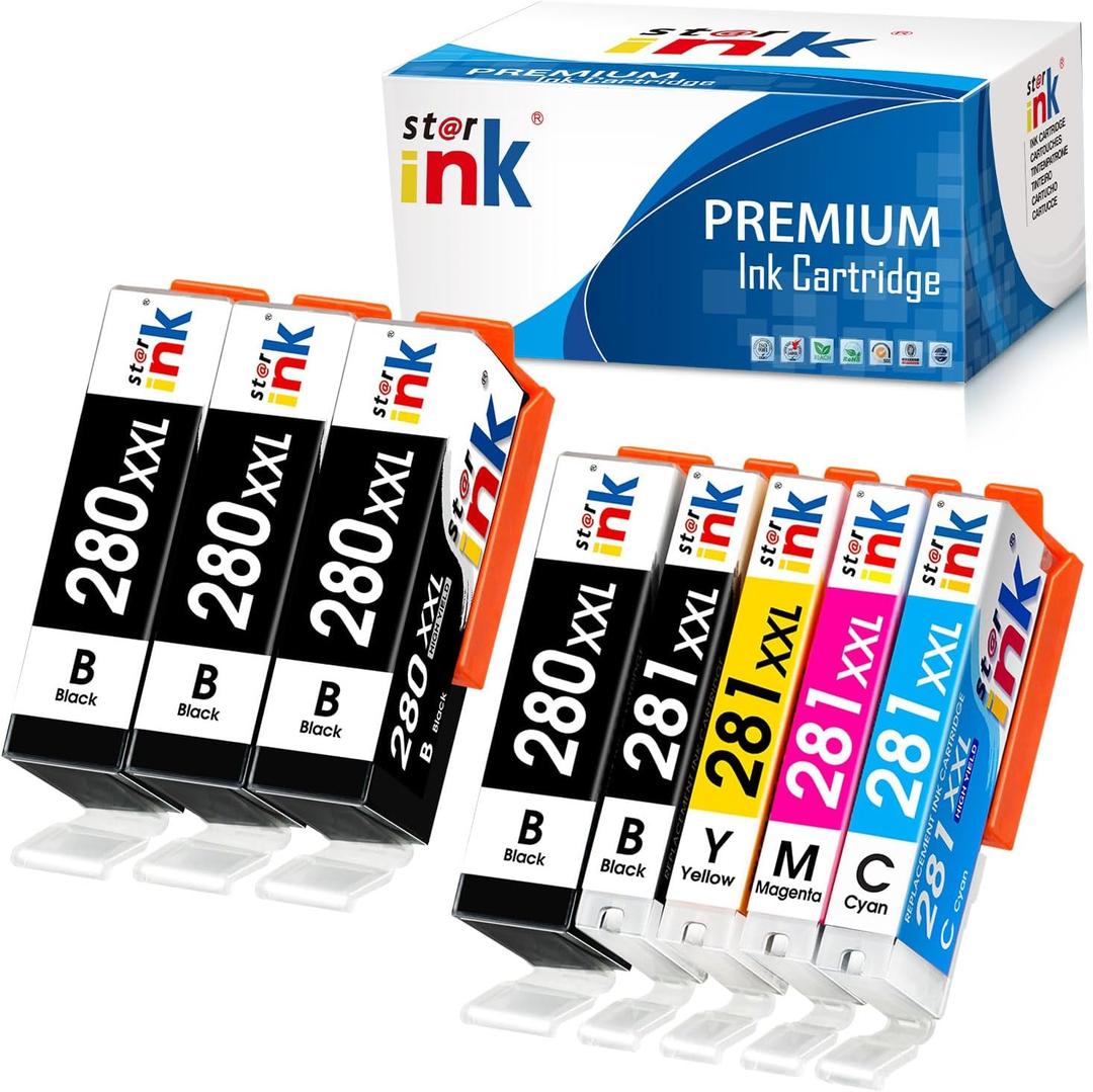 8PK, PGI-280XXL CLI-281XXL Replacement for Canon 280 281 Ink cartridges, More PGBK Combo Pack, (4PGBK+1BK+1C+1M+1Y) for Canon TR8620a Ink cartridges