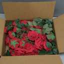 InnoGear Artificial Flowers, 50 Pcs Dark Red Foam Fake Roses Bulk with Stems for Decoration Celebration DIY Wedding Bouquets Centerpieces Bridal Shower Party Christmas Tree