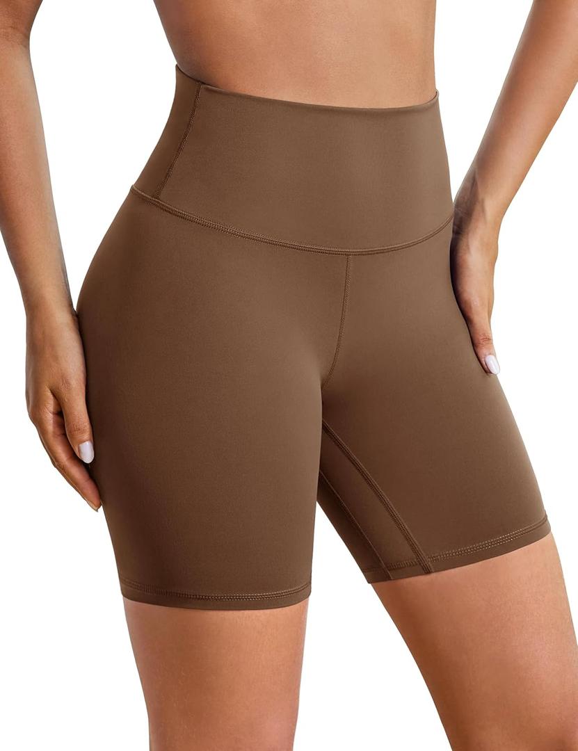 BAYDI Clouduxi Biker Shorts for Women 6" High Waisted Workout Gym Running Shorts Womens Buttery Soft Yoga Pants (Brown, S)