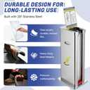 Lunibee Wet Umbrella Bag Stand with acrylic instruction sign，Automatic Wet Umbrella Wrapper Packing Machine with 1000 Long Bags ,Silver Stainless Steel ,Single Slot Dispenser Holder Stand for Commercial Shopping Malls, Hotels, restaurants