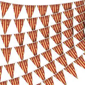 5 Packs Circus Decorations Creepy Carnival Decorations Halloween Pennant Banner Red and White Striped Banner Bloody for Halloween Party Carnival Birthday Decorations, 7.9 x 11.8 Inches
