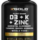 Vitamin D, K2, K1, Zinc, Quercetin, Elderberry, Turmeric, Ginger & Echinacea Whole Food Supplement 8 in 1- D3 5000 IU Plant-Based from Lichen, Vitamin K (K2 MK7, MK4, K1), D3 K2 Vitamins -120 Capsules, 06/28