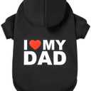 GreenJoy Dog Sweater Dog Hoodie Cold Weather Coat Hooded Sweatshirt for Puppies,Cats, Small Medium Large Dogs (Black (I Love My Dad), Large/X-Large)