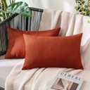 MIULEE Pack of 2 Decorative Outdoor Solid Waterproof Throw Pillow Covers Faux Linen Garden Farmhouse Cushion Cases for Patio Tent Balcony Couch Sofa 12x20 inch Burnt Orange