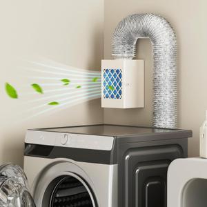 Indoor Dryer Vent Kit, HG Power Metal Dryer Vent Box, Safety Vent Flap, Dryer Lint Trap, Indoor Dryer Vent for Electric Dryer, Space Saver Dryer Vent Kit with Polyester Filters, Dryer Vent Hose