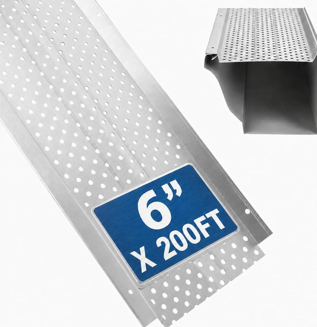 Elecoman Gutter Guard,6" Aluminum Leaf Filter Gutter Cover,50 PCS Total Length 200FT,Raptor Gutter Guards,Easy DIY Leaf Guards for Gutters Fits Any Roof or Gutter Type