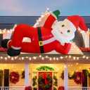 Juegoal Christmas Inflatables Outdoor Decorations, 12FT Long Inflatable Xmas Santa Claus, Lighted Blow Up Giant Lying Santa with Built in LED Lights, Light Up Holiday Winter Lawn Yard Garden Decor (Lying Santa Claus)