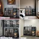 Gun Rack Stand Indoor, Upgraded Wooden Floor Rifle Rack Stand, Height-Adjustable Gun Display Rack Holds up to 9 Long Guns and 8 Handguns