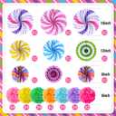 Outus 21 Pcs Party Decorations Hanging Paper Fans Candy Classroom Decorations Lollipop Tissue Pom Poms for Garland Ceilings Candyland Theme Birthday Party Supplies (Pom Poms)
