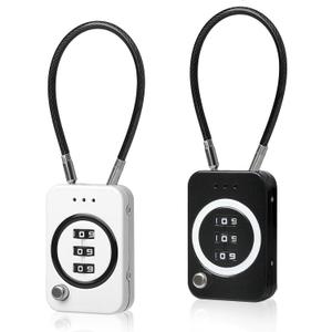 2PCS Combination Padlock for School Lockers, Travel Cable Locks, Tent & Bag Lock - Secure 3-Digit Lock for Luggage, Backpacks, and Outdoor Gear(Black + White)