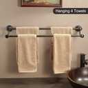 WOLIBEER Bronze Double Towel Bar, Adjustable 14.96 to 26.57 inches Towel Holder Oil Rubbed Farmhouse Towel Rack Rustic Towel Hanger Bathroom Wall Mounted