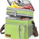 MIYCOO Lunch Bag & Lunch Box for Women Men Double Deck - Leakproof Insulated Soft Large Adult Lunch Cooler Bag for Work, Beach, Picnic, Camping, Travel (Green,15L)