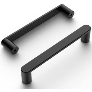 Amerdeco 10 Pack ZH0005MB Matte Black 5 Inch(128mm) Hole Centers Kitchen Cabinet Pulls Hardware Modern Kitchen Handles for Cabinets Cupboard Handles Drawer Pulls
