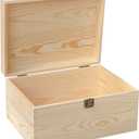1 Pack Unfinished Wood box with Lid Crafts Wooden Storage Box for DIY Arts Project (Outer 10.6 x 7.9 x 5.7 IN,Interior 10 x 7.3 x 5.3 IN)