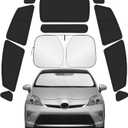 Car Window Shades for Toyota Prius 2010-2015 Accessories (Not Prius C or Prius V) - Full Set 11PCS Side Window Sunshades with Memory Frame & Blackout Fabric, Privacy UV Shield for Camping/Travel