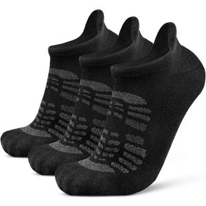 Busy Socks 3 Pack Men's Ankle Merino Wool Hiking Athletic Socks for Women Ladies Low Cut Padding Sport Running Wool Socks for Tennis Golf Cycling Walking, Large, Black