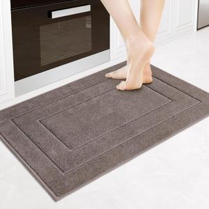 PURRUGS Machine Washable Kitchen Rug 24" x 35.5", Non-Slip/Skid Kitchen Runner Rugs & Floor Mats, Super Absorbent Soft Standing Mats for Kitchen, Sink & Laundry, Grayish Brown