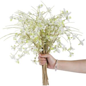 16" 24pcs Rustic Spring Summer Fall Blooming Cherry Wild Flowers Decorations for Crafts or vase, Farmhouse Home Wedding Centerpieces Bouquets Decors - Cream Green