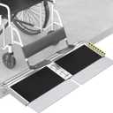FACHNUO 1 Feet Portable Threshold Ramp with Self-Adjusting Bottom, Wheelchair Ramp for Home Doorways, Non-Skid Handicap Ramp for Home Steps, Folding Wheelchair Ramp, Maximum Applicable Height 2"