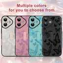 for iPhone 16 Case with Finger Strap Holder, Cute Cool Butterfly Print Pattern Design for Women Girls, Shockproof Anti Scratch Hand Kickstand Protective Cover, Pink